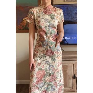 ❌sold❌ Vintage 90s Floral Maxi asian style dress/Qipao